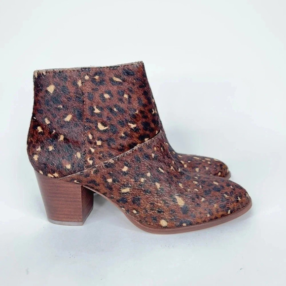 Madewell Rosie Ankle Boot Leopard Print Calf Hair Leather Brown Zipper Size 6.5 - Picture 6 of 13